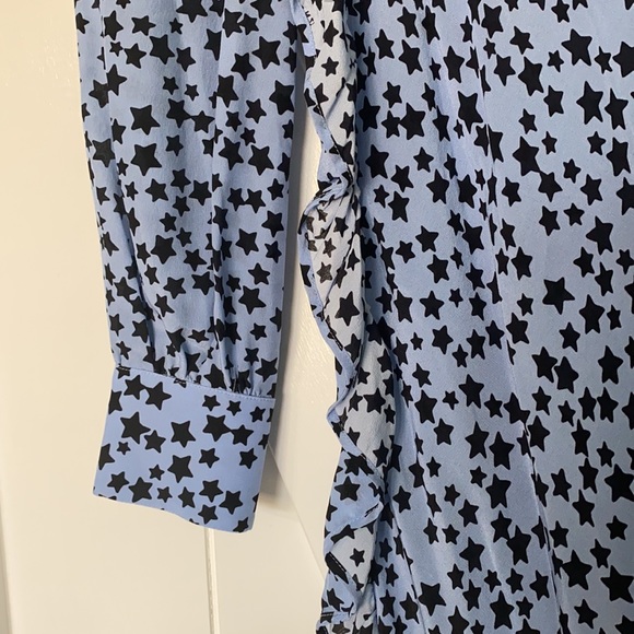 ⭐️No. 21 Star-Print Ruffle Silk Short Dress - Picture 9 of 10